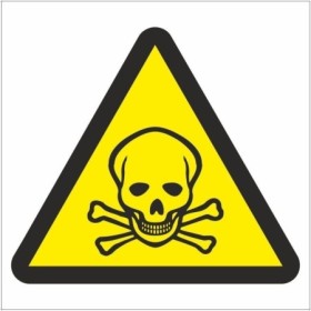 Toxic Symbol Sign with yellow and black skull and crossbones warning symbol