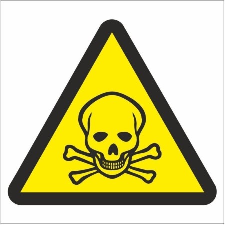 Toxic Symbol Sign with yellow and black skull and crossbones warning symbol