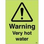 Glow In The Dark Warning Very Hot Water safety sign