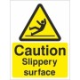 Caution Slippery Surface Sign with slipping person symbol and yellow and black design
