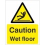 Caution Wet Floor Warning Sign with slipping person symbol and yellow and black design