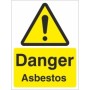 Danger Asbestos warning safety sign with yellow hazard symbol