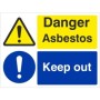 Danger Asbestos Keep Out safety sign with warning and mandatory symbols