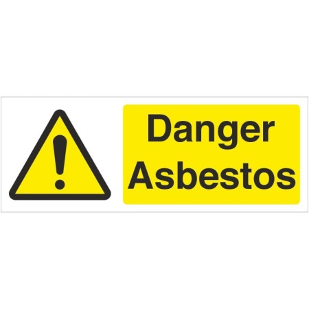 Danger Asbestos Warning safety sign with yellow hazard symbol