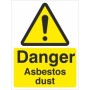 Danger Asbestos Dust warning safety sign with yellow hazard symbol