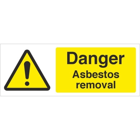 Danger Asbestos Removal landscape safety sign with warning hazard symbol