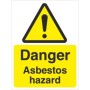Danger Asbestos Hazard Sign with yellow and black warning symbol