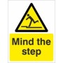 Mind The Step Warning Sign with step hazard symbol and yellow and black design