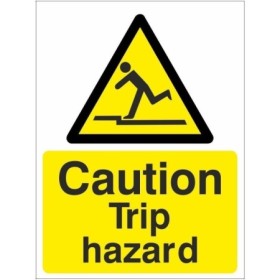 Caution Trip Hazard safety sign with trip hazard warning symbol