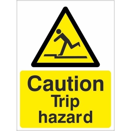 Caution Trip Hazard safety sign with trip hazard warning symbol