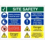 Danger demolition in progress multi message safety board with PPE and hazard warnings