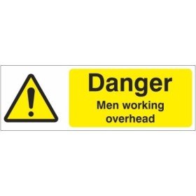 Danger Men Working Overhead safety sign with warning symbol for construction and industrial workplaces