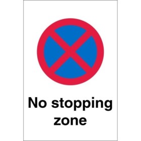 No Stopping Zone Sign with Red and Blue No Stopping Symbol