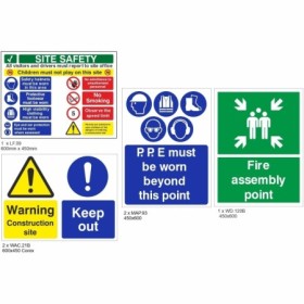 Budget Construction Safety Signs Pack Small with essential construction site safety signs