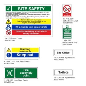 Small Construction Safety Signs Pack with essential construction site safety signage