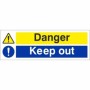 Danger Keep Out safety sign with warning and mandatory symbols