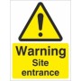 Warning Site Entrance safety sign with yellow warning symbol