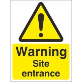 Warning Site Entrance safety sign with yellow warning symbol