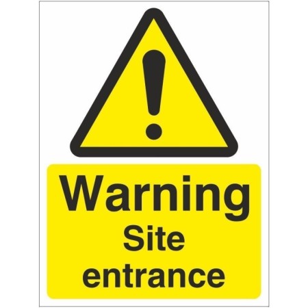 Warning Site Entrance safety sign with yellow warning symbol