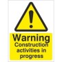 Warning Construction Activities In Progress safety sign
