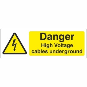 Danger High Voltage Cables Underground warning safety sign with electrical hazard symbol
