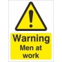 Warning Men At Work safety sign with warning hazard symbol