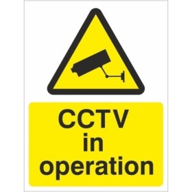 CCTV In Operation warning sign with CCTV camera symbol for commercial and public premises
