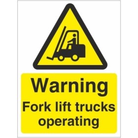 Warning Forklift Trucks Operating safety sign for warehouses and industrial workplaces