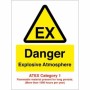 Danger Explosive Atmosphere EX ATEX Category 1 safety sign with recognised EX hazard symbol