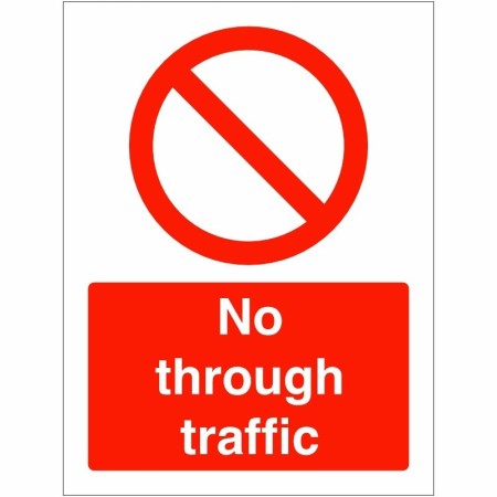 No Through Traffic Sign with red prohibition symbol
