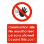Construction Site No Unauthorised Persons Allowed Beyond This Point Sign with prohibition symbol