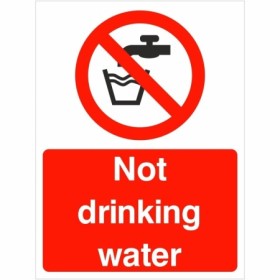 Not Drinking Water Sign with tap and drinking glass prohibition symbol