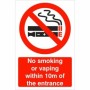 No smoking or vaping within 10m of the entrance sign
