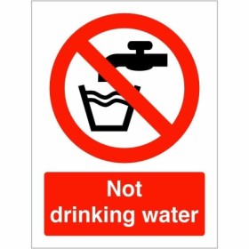 Red and white Not Drinking Water Sign with tap and glass prohibition symbol