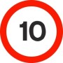 10 MPH traffic speed limit sign with red circular border