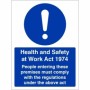 Health And Safety At Work Act 1974 Sign with white mandatory symbol and safety message on blue background