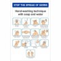 Hand Washing Technique With Soap And Water Hygiene Sign with illustrated step-by-step instructions