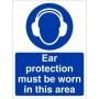 Ear Protection Must Be Worn In This Area Sign with mandatory hearing protection symbol