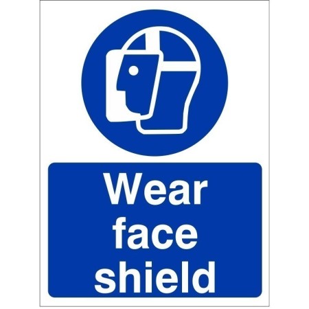Wear Face Shield Sign with mandatory facial protection symbol