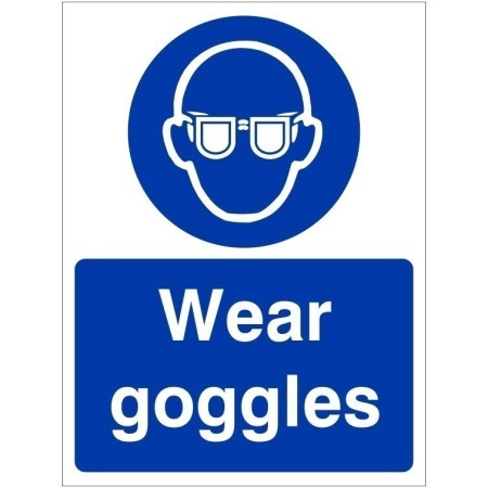 Wear Goggles Eye Protection Sign with mandatory safety goggles symbol
