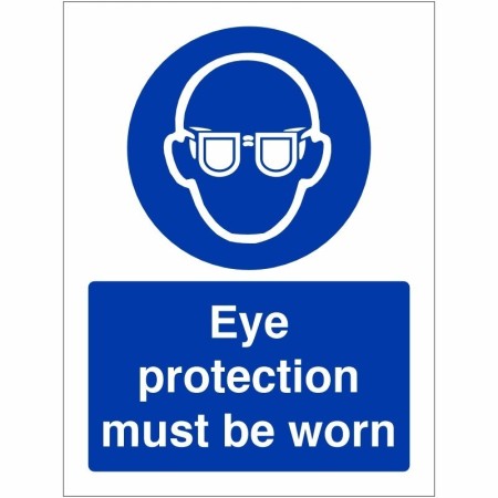 Eye Protection Must Be Worn Sign with mandatory eye protection symbol