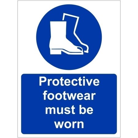 Protective Footwear Must Be Worn Sign with mandatory safety boot symbol