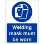 Welding Mask Must Be Worn Sign with mandatory protective mask symbol