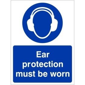 Wear Ear Protection Sign with mandatory hearing protection symbol