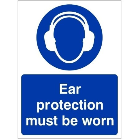 Wear Ear Protection Sign with mandatory hearing protection symbol