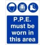 P.P.E Must Be Worn In This Area Sign with mandatory PPE symbols