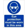 Eye Protection Must Be Worn In This Area Sign with mandatory safety glasses symbol