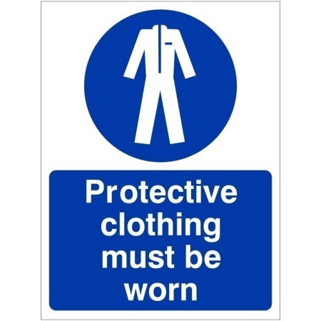 Protective Clothing Must Be Worn Sign with mandatory protective clothing symbol