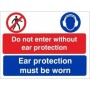 Do Not Enter Without Ear Protection Multi Purpose Sign with prohibition and hearing protection symbols