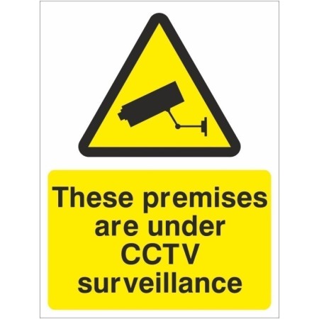 These Premises Are Under CCTV Surveillance Sign with CCTV Camera Symbol